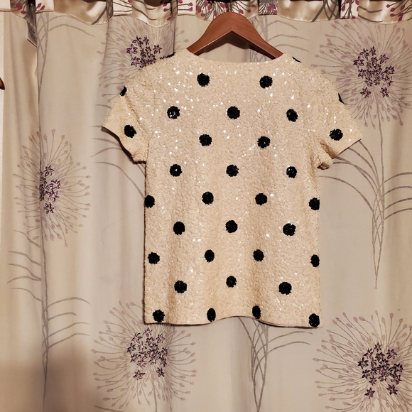 J. Crew Tops - J. Crew Sequin Top Polka Dot Short Sleeve Size XS